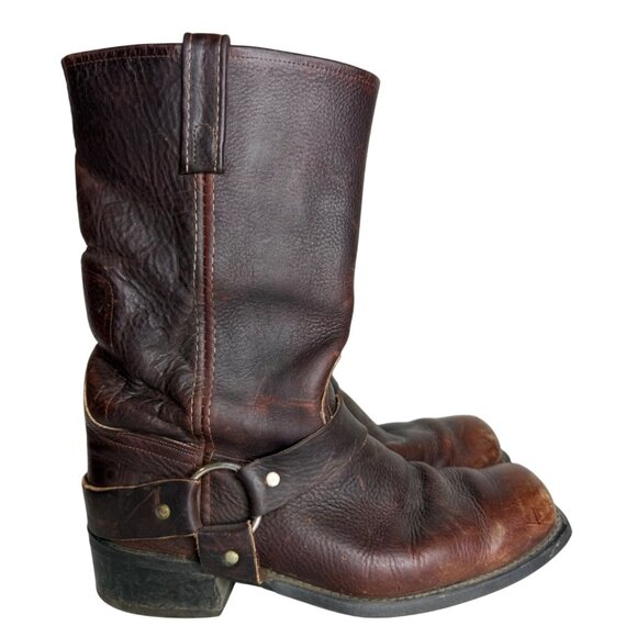 Dingo Boots Mens 10 Burgundy Leather Harness Motorcycle Western Square Toe - Picture 1 of 7